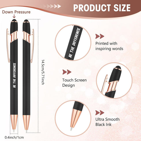 Yeaqee 24 Pcs Inspirational Ballpoint Pens Motivational Black Ink Retractable Quotes Pen with Stylus Tip Encouraging Message Pen Bulk for Women Men Writing Office School Christmas Gift (Black) by Yeaqee