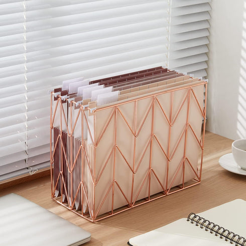 Y YOMA 6 Pack Extra Capacity Hanging File Folders, Letter Size Accordion Decorative Organizer with 1/5-Cut Tabs, Mocha