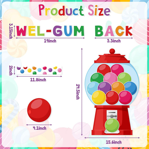 WATINC 105Pcs Back to School Gumball Machine Cutouts, Colorful Bubble Gumballs Bulletin Board Decoration Set
