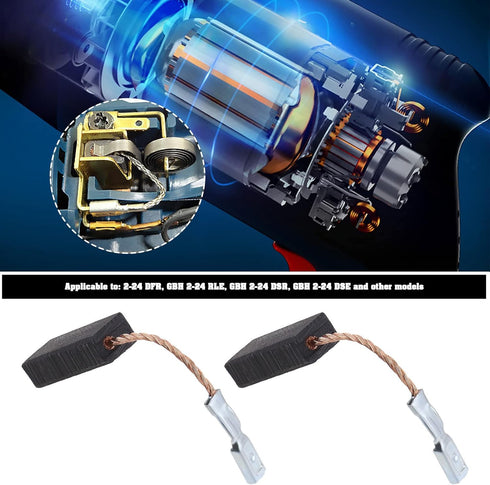 2 Pairs Carbon Brushes for Bosch GBH 2-24 DFR/GBH 2-24 RLE/GBH 2-24 DSR/GBH 2-24 DSE Rotary Hammer Drills