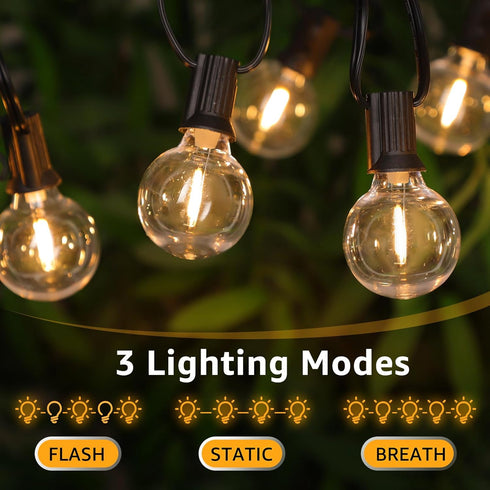 Mlambert 48FT 15 G40 Bulbs(1 Solar String Lights, Outdoor Waterproof Patio Lights with Shatterproof Spare), Led Light
