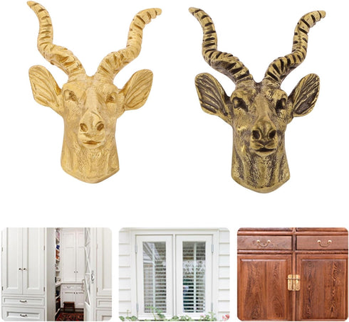 Zeizafa Unique Drawer Pulls Brass Dressers Knob Cupboard Handle Modern Furniture Handle Goat Shape Bedside Cabinet Pull