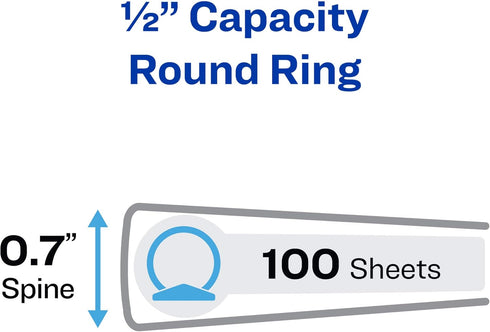 Avery Economy Showcase View 3 Ring Binder, 1/2 Inch Round Rings, 2 White Binders (01673)