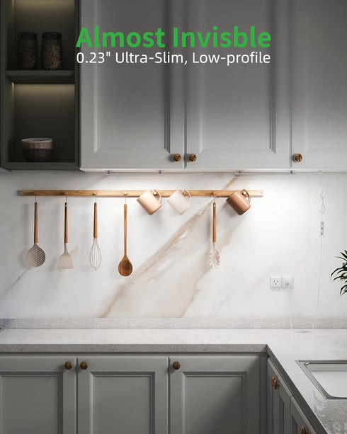 Dimmable Counter 3pcs 12 Inch, 6000K Under Cabinet Lighting Plug-in, Under Lights for Kitchen, Cold White Linkable USB