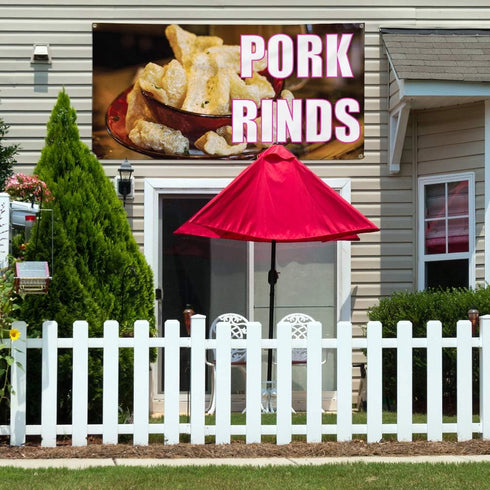 Fastasticdeals 4 Grommets 24x36Inches Vinyl Banner Multiple Sizes Pork Rinds Outdoor Advertising Printing E Restaurant