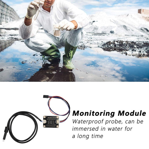 Water Conductivity Sensor, Domestic Water Hydroponics Sensor with Waterproof Probe for Liquid Quality Analysis Teaching, Scientific Research, Laboratory, Online Analysis, DC3.3~5.5V