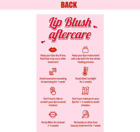 Generic 100 Pack 2x3.5 Inch Lip Blush Aftercare Cards Business Card Size, Lip Blush Healing Stages & Aftercare