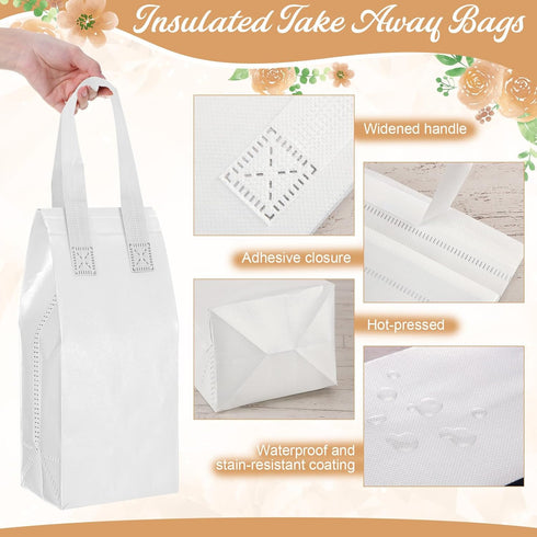 100 4.7 11 4 Inches Windyun Pcs Insulated Take Away Bags Bulk Disposable Insulated Lunch Bags for Food Takeaways Coffee