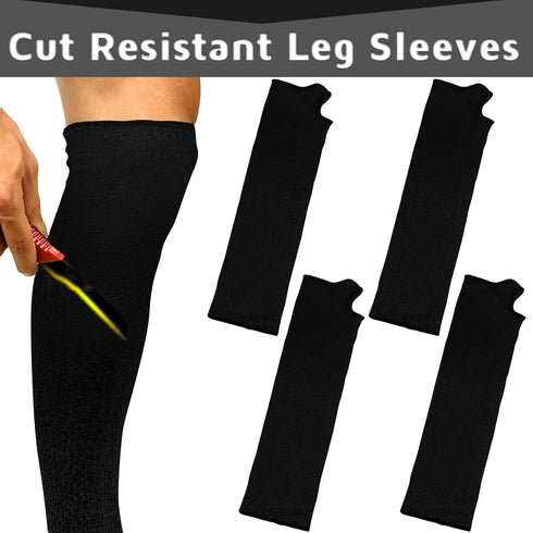 Zhanmai Cut Resistant Leg Sleeves Bite-Proof Protective for Welding, Lawn Mowing Guard Safety (Black, Heel Hole Style)