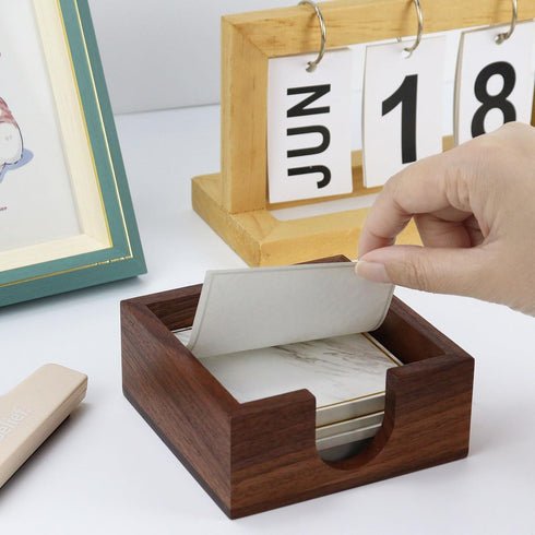 MultiBey Sticky Notes Memo Pad Holder Dispenser, Walnut Desk Supplies Organizer for Office, Home, Schools
