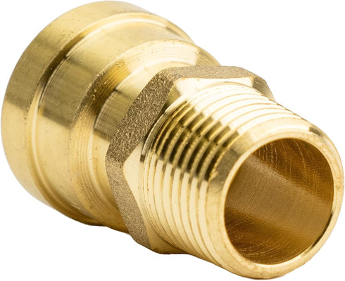 QuickFitting 1/2 x 1/2 inch MNPT Male Adapter, Brass Push to Connect Plumbing Fitting, 5-Pack