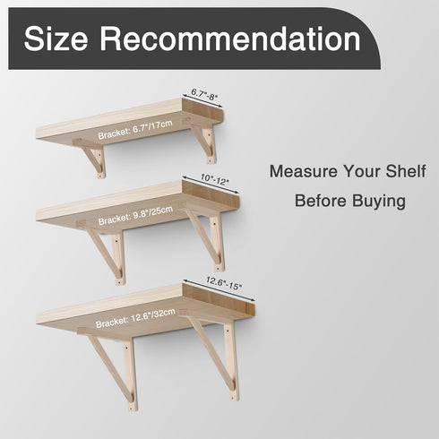 2 Pack 12.5 Inch OVOV Wall Mount Wood Shelf Bracket Triangle Wooden Shelf Brackets for Plank Sconce Plug in Pendant