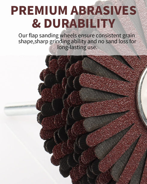 Rocaris 2 Pack Abrasive Flap Wheel - 120# Nylon Sanding Wheel Brush with 1/4 Inch Shank for Woodworking Polishing