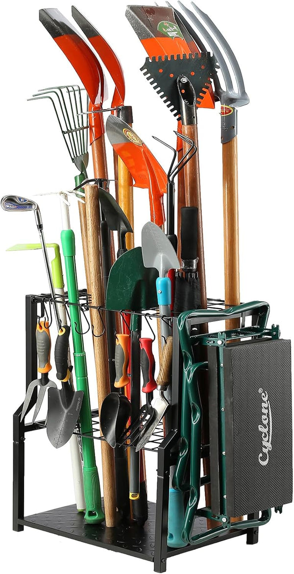 YueTong Garden Tool Organizer Heavy Duty, Yard Tool Tower Rack for Long Handle Tools, All Metal