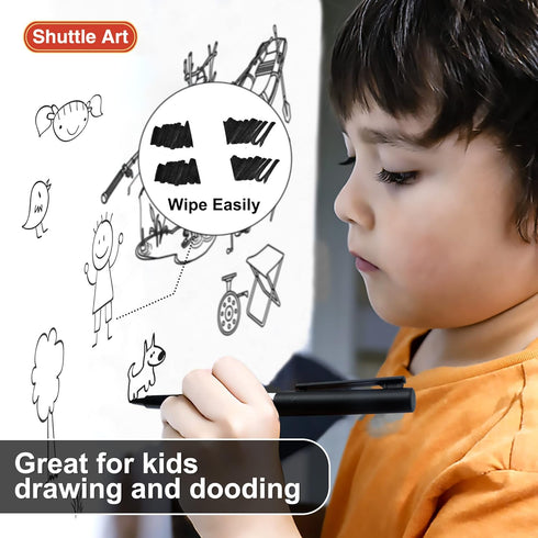 Shuttle Art Ultra Fine Dry Erase Markers, 15 Pack Black Markers for Writing on Whiteboards, Dry-Erase Boards, Mirrors
