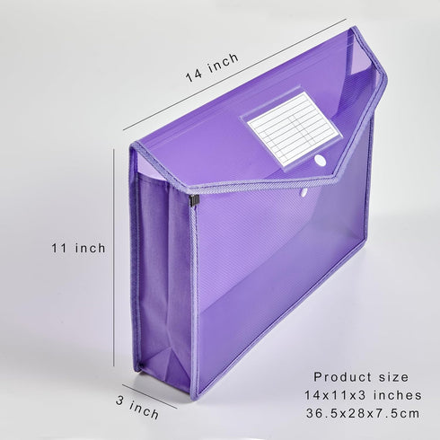 HOUYEE 10 Pieces Plastic Envelope Expanding File, Folder with Snap Closure and Pocket, Fit for US Letter Size & A4
