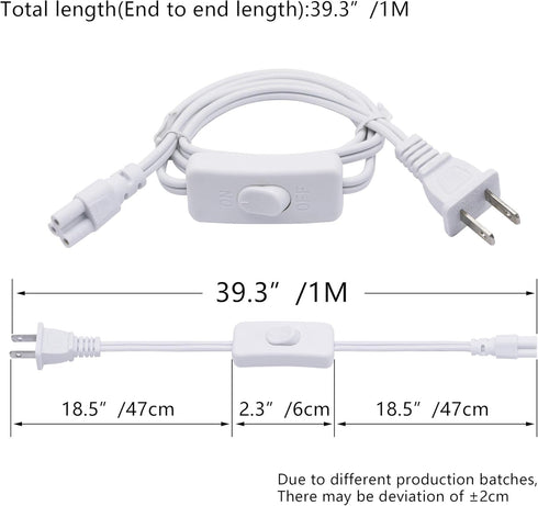 SinLoon 18AWG T5 T8 T5 T8 (2-Pack 3.3FT UL-LP Certification LED Wire Connector Power Cord LED Tube Power Extension Cord