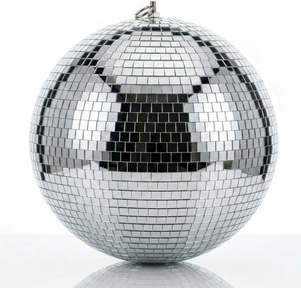 Kaviooy 12 Inch Large Disco Ball, Rotating Mirror Ball with Real Glass Tiles,