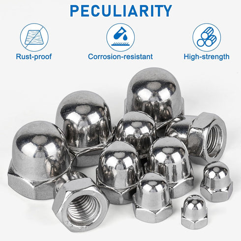 Vmuter 3/8"-16 18-8 (304) 20pcs Vmute Acorn Cap Nuts, Stainless Steel Acorn Cap Nuts