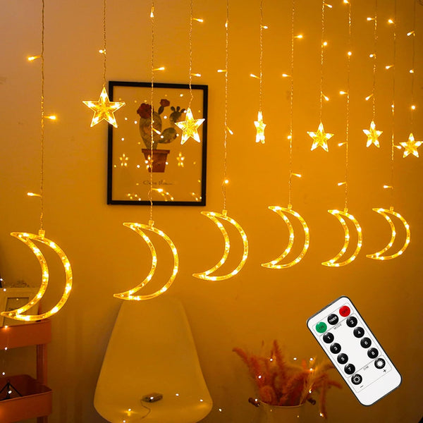 Dazzle Bright Ramadan Curtain String Lights, 138 LED 8.2ft x 3.2ft Warm