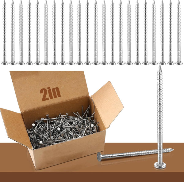 2 Pound Box Siding Nails - Rust Resistant 304 Stainless Steel Nails for Redwood, Cedar Wood Siding and Roofing
