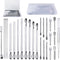 25 Pcs Stainless Steel Lab Spatula Micro Scoop Set, Tiny Mixing Spatula with Tweezers for Powders and Gel