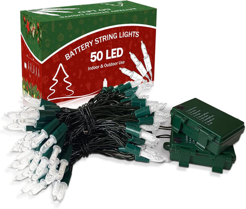 KOUQIYA 2 Pack, 17ft 50 8 Battery Operated Christmas Lights LED Mini String Light with Auto-Timer Modes Waterproof