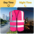 XPCARE 2-Pack Hi Vis Reflective Safety Vest with Pockets, High Reflective Strips for Men and Women, Pink