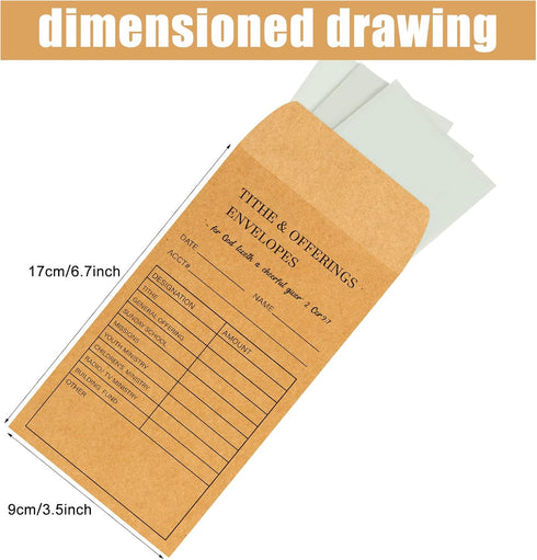 Church Supplies Tithe and Offering Envelope Kraft Offering Tithe Envelopes for Religious Church (200 Pieces) by Geyee