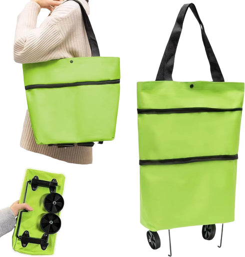 CATPAN Foldable Shopping Cart with Wheels:Portable Shopping Bag with Wheels,Grocery Cart on Wheels