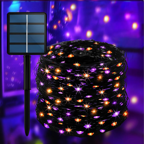 Selarlyt 200LED Solar Halloween Lights78FT Orange& Purple String LightsSolar Fairy Lights with 8