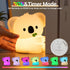 3 Dimmable Cute Koala Night Light for Kids Rechargeable, Battery Operated Nightlight Level with RGB&Timer, Silicone