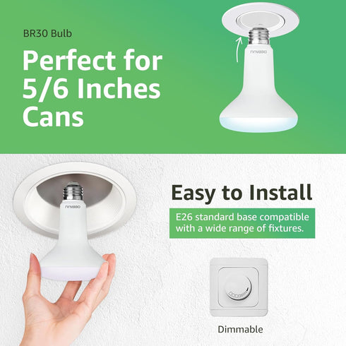 BR30 Bulb, Dimmable CRI80 7W 65W 5000K 650 15000 Bulbs, E26 Bulbs, 6 Pack DEGNJU LED Flood Lights Indoor Equivalent