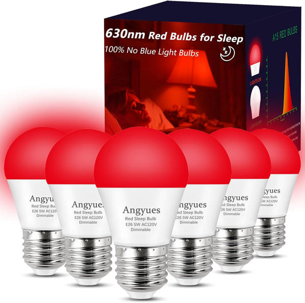 630nm Red Light Bulb for Sleep Dimmable, 100% Blue Light Blocking, Promotes