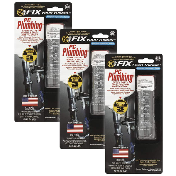 PC Products PC-Plumbing Epoxy Putty, 2 oz Stick, Gray, 3-Pack (25932)