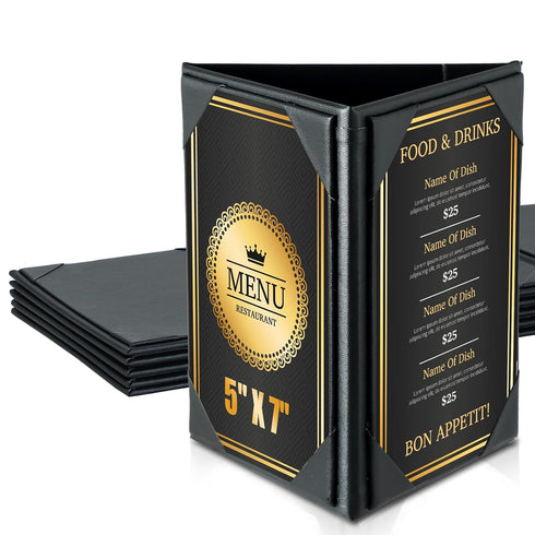 Leatherette Table Tents Triangle Menu Holders 5"x 7",10 Pack 3-Side Picture Frames