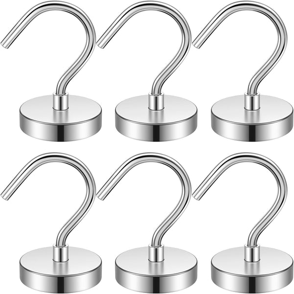 6 Pack Heavy Duty Metal Magnetic Hooks, 40lb+ Magnet Hooks for Hanging, Kitchen, Grill, Tool, Cruise Cabins
