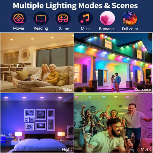 6 Inch 16W Dimmable 2700K-6000K 1350LM Box,16 23 1 Pack LED Recessed Light RGBCW Recessed Ceiling Lights by Alexa