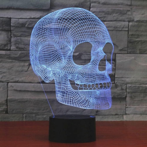 3D 7 Scary Skull Night Light Illusion Lamp, Colors Changing USB Touch Switch Table Lights, Bedroom Halloween Decoration