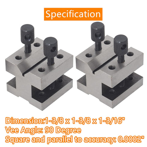 V Block Set with Clamp - Hardened Steel 90 Degree Angle Precision V Block Set with Box