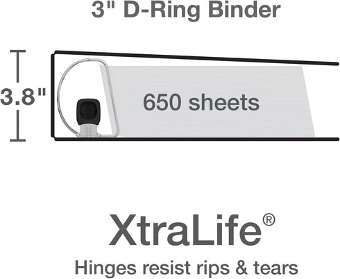 Oxford 3 Ring Binders, 3 Inch ONE-Touch Easy Open D Rings, 4 Pack, White, 650-Sheet Capacity