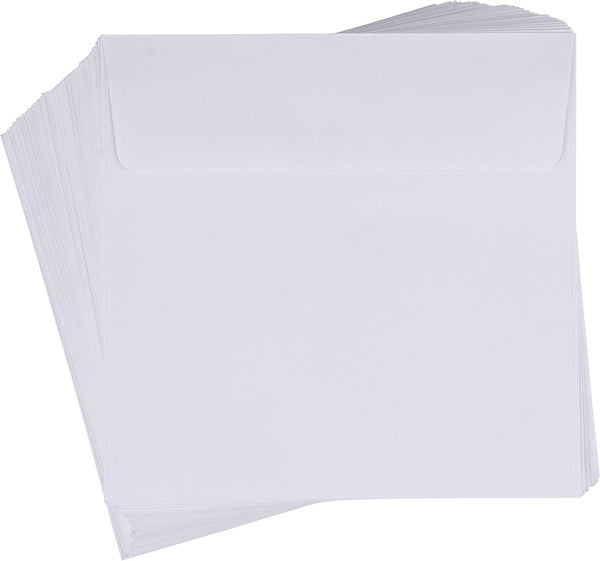 Juvale 60-Pack White Square Envelopes - 5.5 x 5.5 Square Flap Envelopes for Invitations, Announcements, Photos,