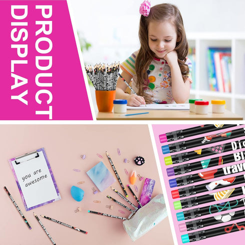 Fun Assorted Reading Pencils in Bulk, Wooden Pencils with Eraser for Kids, Classroom Reward, 150 Pieces