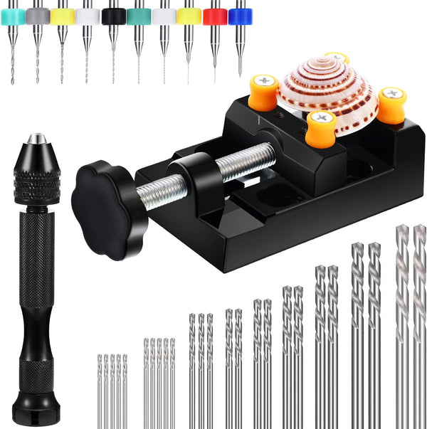 37 Pieces Hand Drill Tool Set, Pin Vise Hand Drill, Mini Twist Drill Bit for Craft Carving Resin DIY Jewelry