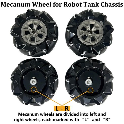 97mm 4WD 5mm (4Pcs Premium Mecanum Wheel, Omnidirectional Wheels DIY Robot Parts with Metal Coupling Motor Connector