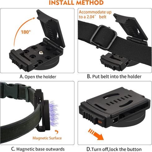 MUTUACTOR Magnetic Tool Belt Clip, Non-Slip Magnet Tool Holder for Belt, 2 Pack Strong Magnetic Clip Accessories