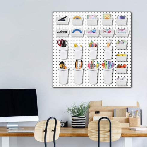 64 Pieces Pegboard Bins with Hooks and Loops, Pegboard Cups Assortment Organizer for Tools Storage Office Garage