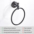 Oil Rubble Bronze Brass Bath Towel Ring, Wall Mounted Black Bathroom Hardware Accessories with Pattern Carving Design
