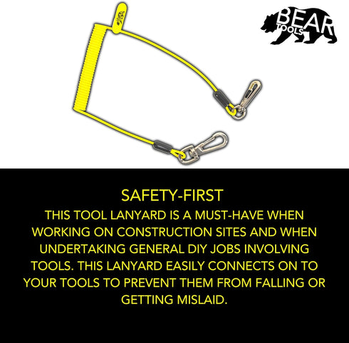 Coil Tool Lanyard by BearTOOLS, Max Load 2lbs, Ultra-Compact Design for Safety of Lightweight Hand Tools