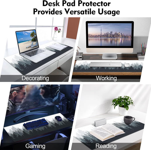Galdas XXL Gaming Mouse Mat with Forest Background Pattern, Non-Slip Rubber, Stitched Edges, Thin Pad (31.5 x 11.8 x